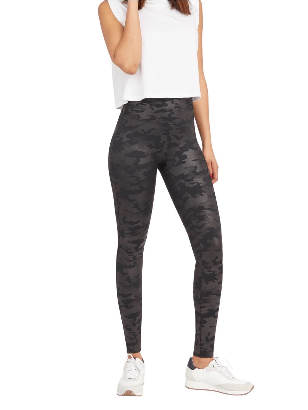 Spanx Faux Leather Leggings- Black Camo Medium